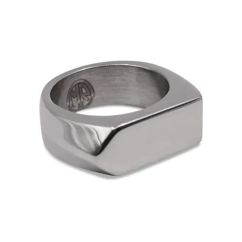 Liam Pointed Edge Steel Signet Ring