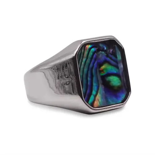 Lustra Abalone Shell Square Signet Ring