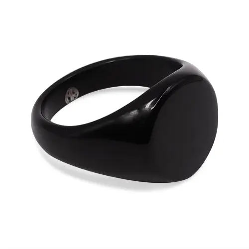 Geo: Polished Black GeometricSignet Ring