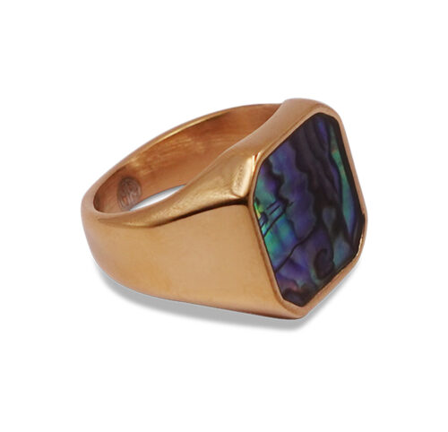 Lustra Abalone Shell Square Gold Signet Ring
