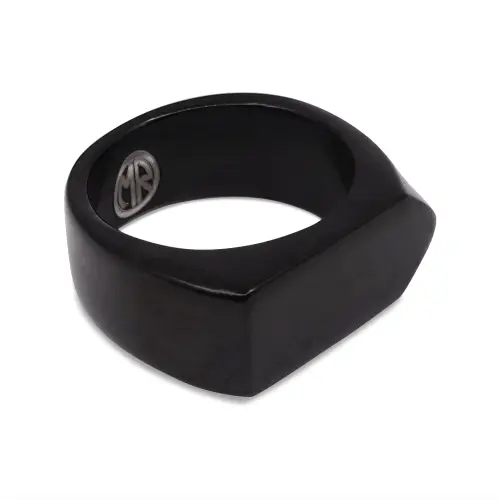 Liam Pointed Edge Black Signet Ring