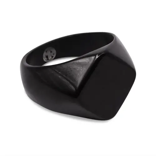 Zenith Diamond-Faced Black Signet Ring