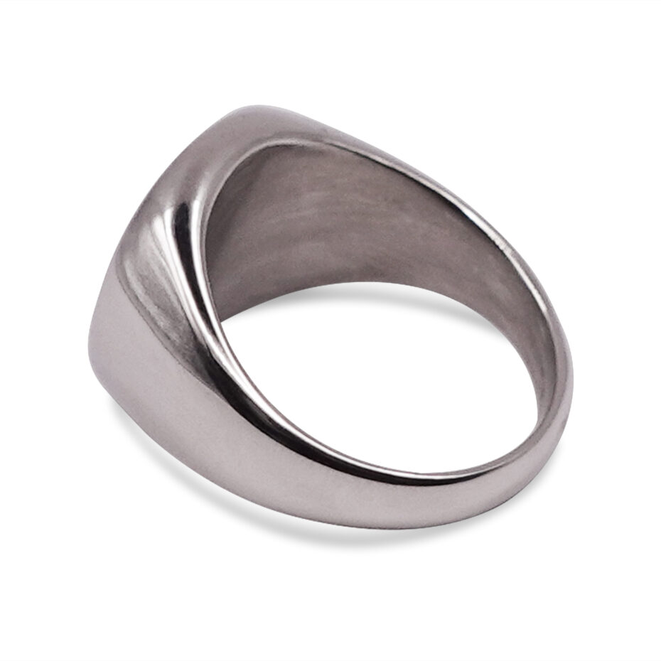 Maverick Polished Signet Ring with Black Face