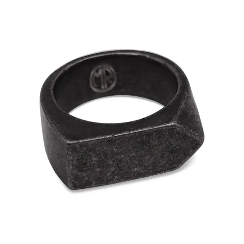 Liam Pointed Edge Raw Brushed Signet Ring