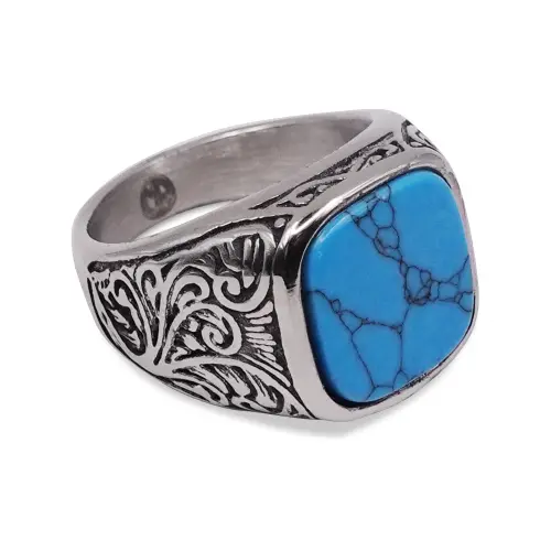 Maxwell's Spiderweb Turquoise Stone Signet Ring
