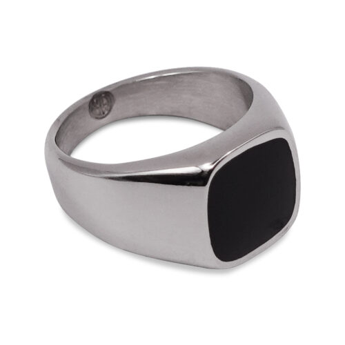 Resolute Black Square Signet Ring