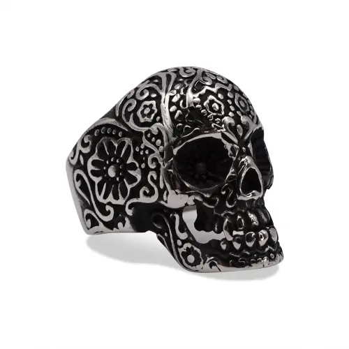 Day of the Dead Silver Skull Signet Ring