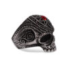 Nocturne Black Skull Signet Ring with Red Gem | Mens Rings Online