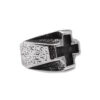 Distressed Steel Signet Ring with Chiselled Black Cross | Mens Rings Online