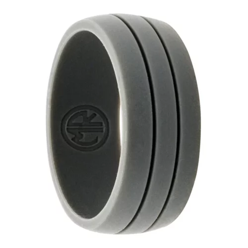 wide grooved dark grey silicone ring