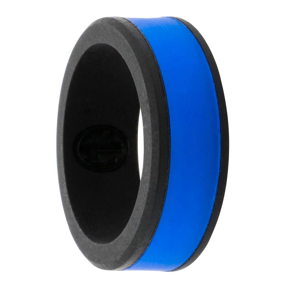Black Blue 8mm Silicone Ring