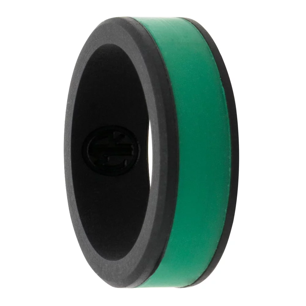 Black and Green 8mm Silicone Ring