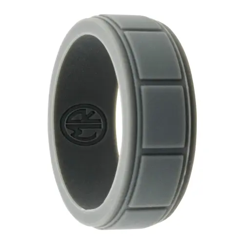 Dark Grey Silicone Ring 8mm with Ridged Pattern