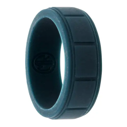 Navy Silicone Ring 8mm with Ridged Pattern