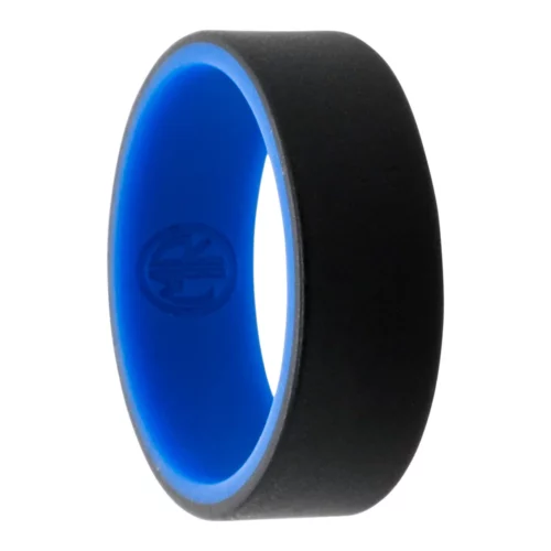 blue and black silicone mens ring