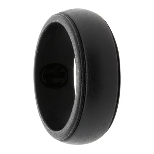 Black Mens grooved silicone ring