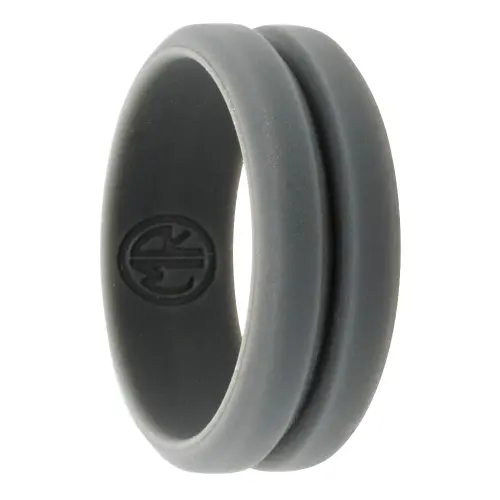 Dark Gray 8mm Deep Groove Mens Silicone Ring