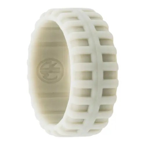 Tyre Tread 9mm Mens Light Grey Silicone Ring
