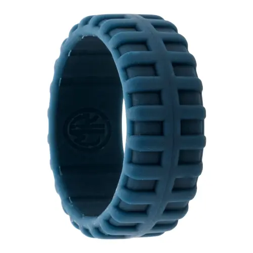 Tyre Tread 9mm Mens Navy Silicone Ring