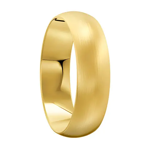Classic Brushed Yellow Gold Domed Mens Wedding Ring