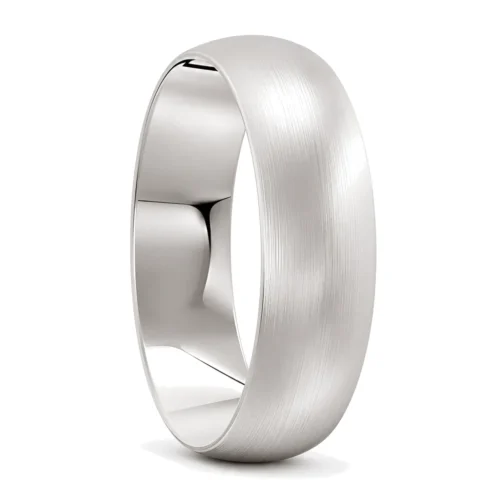 Classic Brushed White Gold Domed Mens Wedding Ring