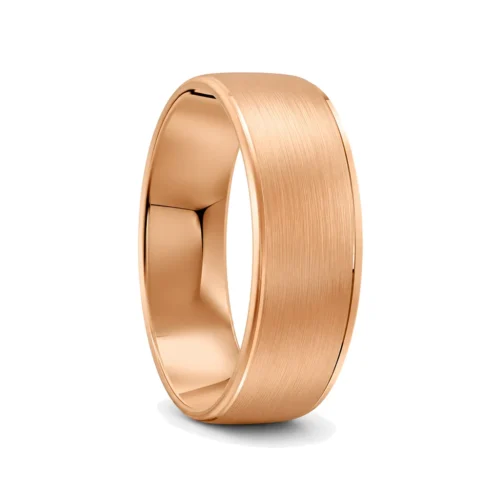 Rose Gold Brushed Finish Mens Wedding Ring