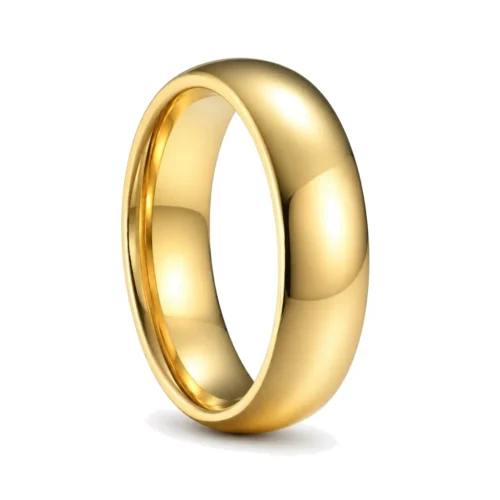 6mm Dome Gold Plated Tungsten Men's Ring