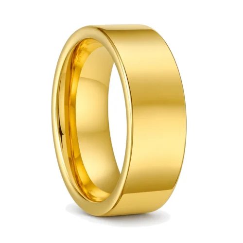 8mm 18ct Gold Tungsten Men's Ring