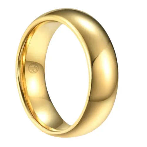 6mm Dome Gold Plated Tungsten Men's Ring