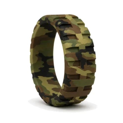 9mm Khaki Camo Military Tread Men's Silicone Ring