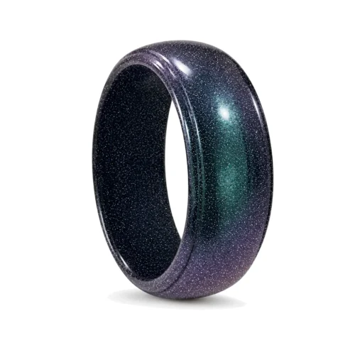 Black Purple Chameleon 8mm Mens Silicone Ring