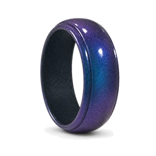 Blue Purple Chameleon 8mm Mens Silicone Ring