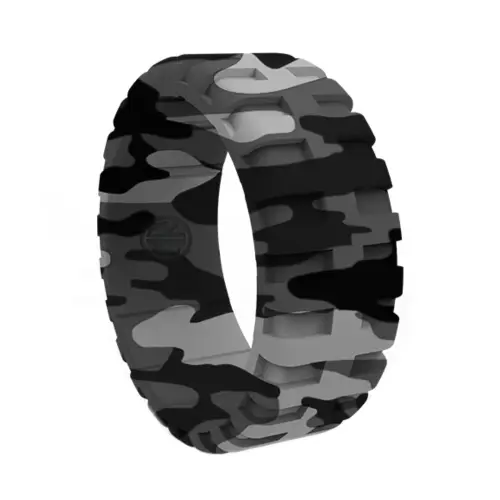 9mm Grey Camo Military Tread Men's Silicone Ring
