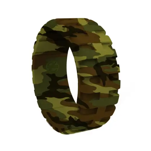 9mm Khaki Camo Military Tread Men's Silicone Ring