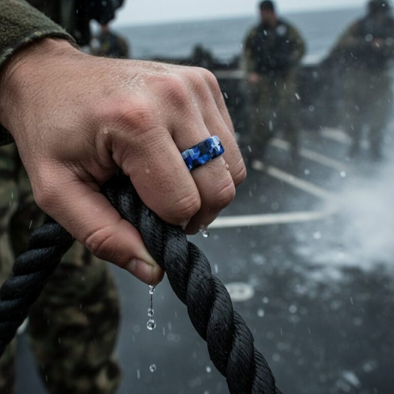 Grey Camo Silicone Ring for Men | 9mm Military Tread Band