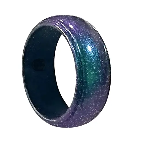 Green Purple Chameleon 8mm Mens Silicone Ring