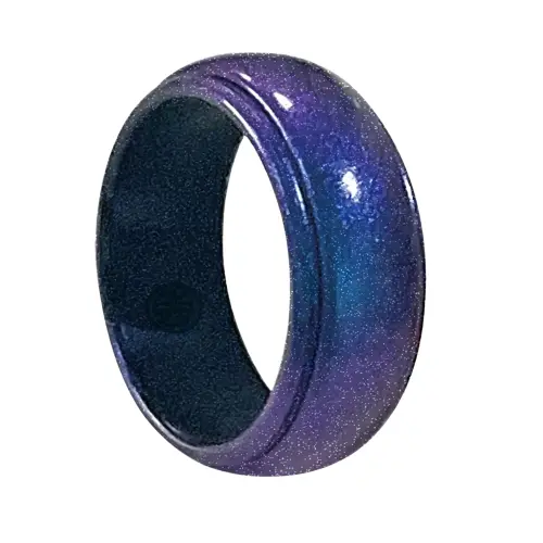 Blue Purple Chameleon 8mm Mens Silicone Ring