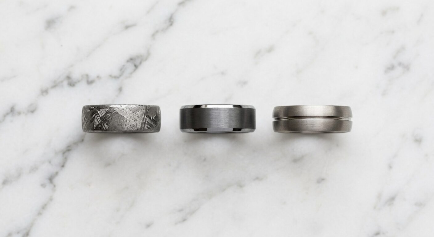 Men's meteorite wedding ring