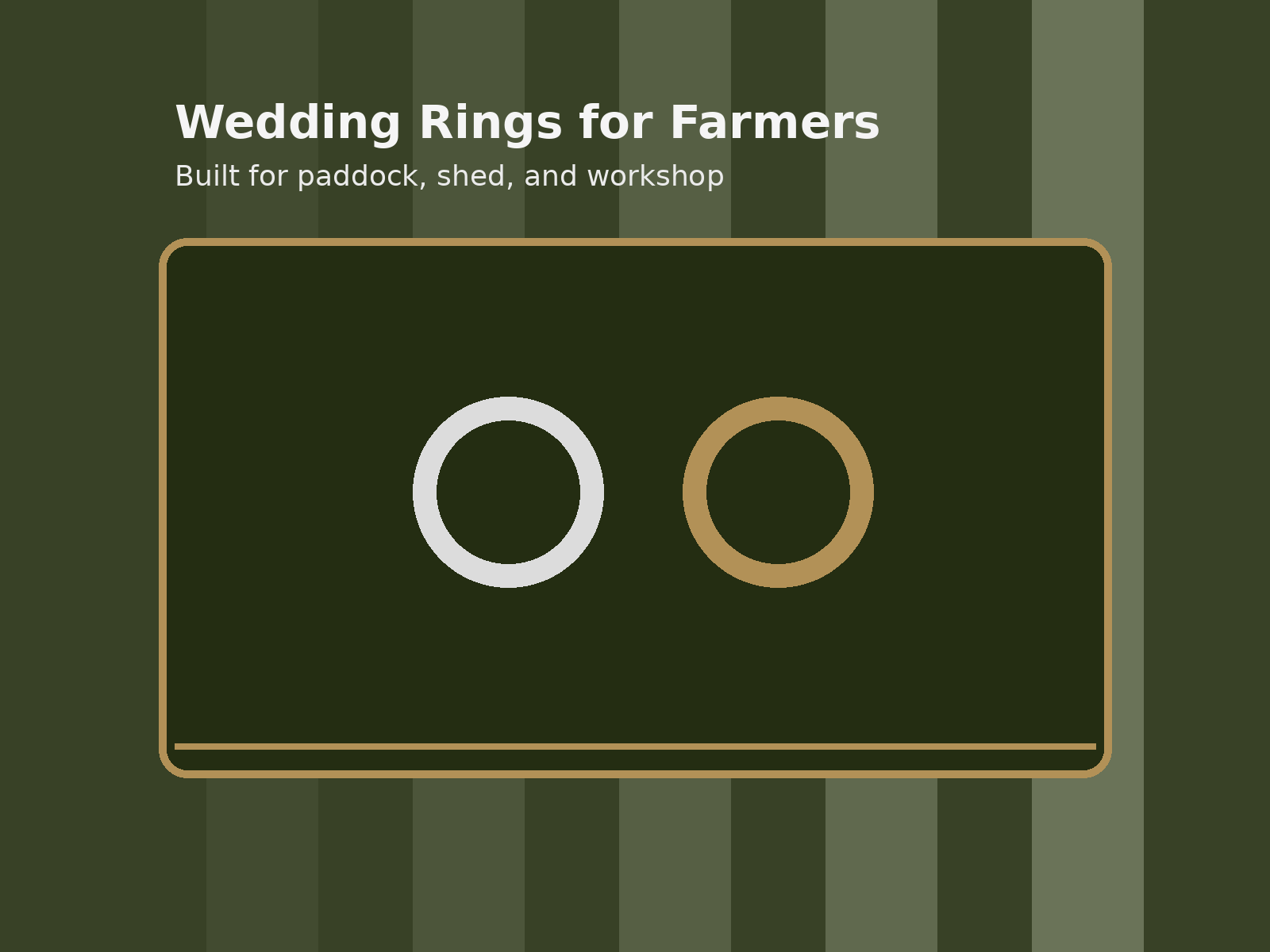 Rugged men’s wedding ring on a weathered timber farm fence
