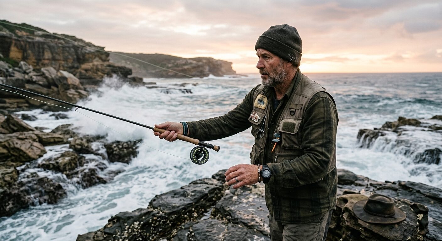 Outdoor fishing wedding ring on an Aussie fisherman