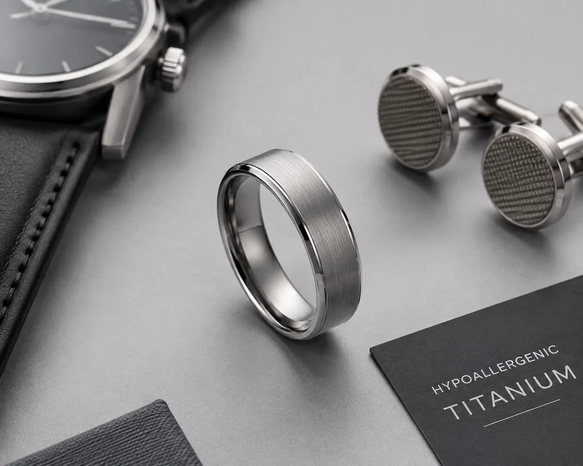 titanium ring hypoallergenic — close-up detail