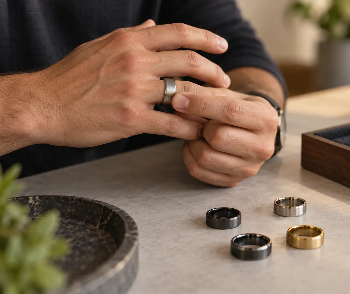 Choosing wedding bands for left-handed men