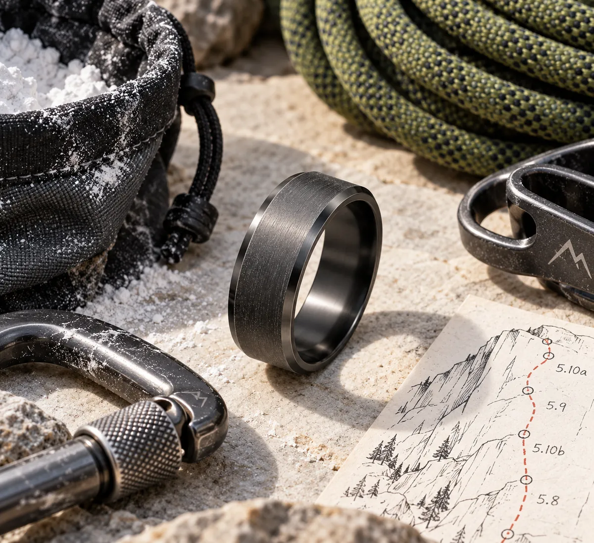 rings for rock climbers — close-up detail